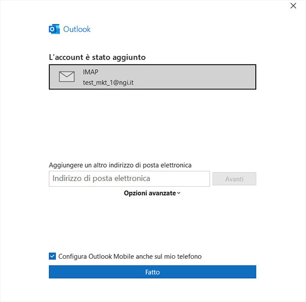 configurare email outlook