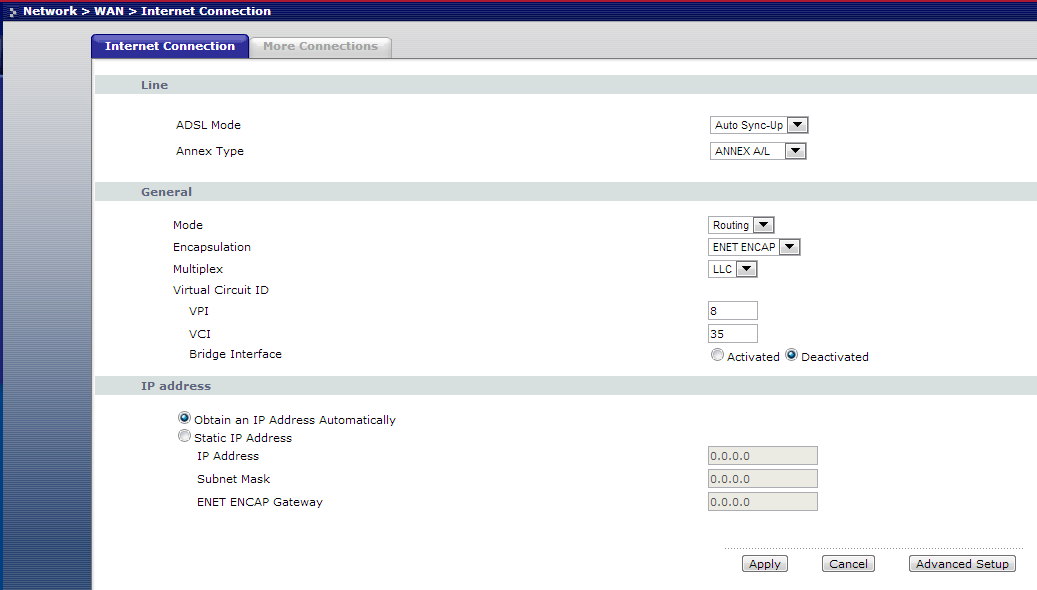 EOLO formula ADSL Ethernet IP